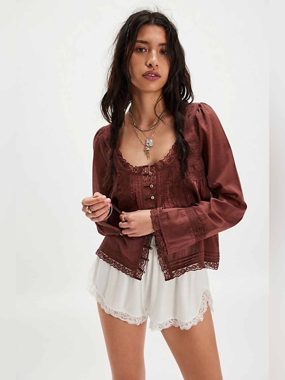 NWOT Free People Forevermore top in brown size XS
